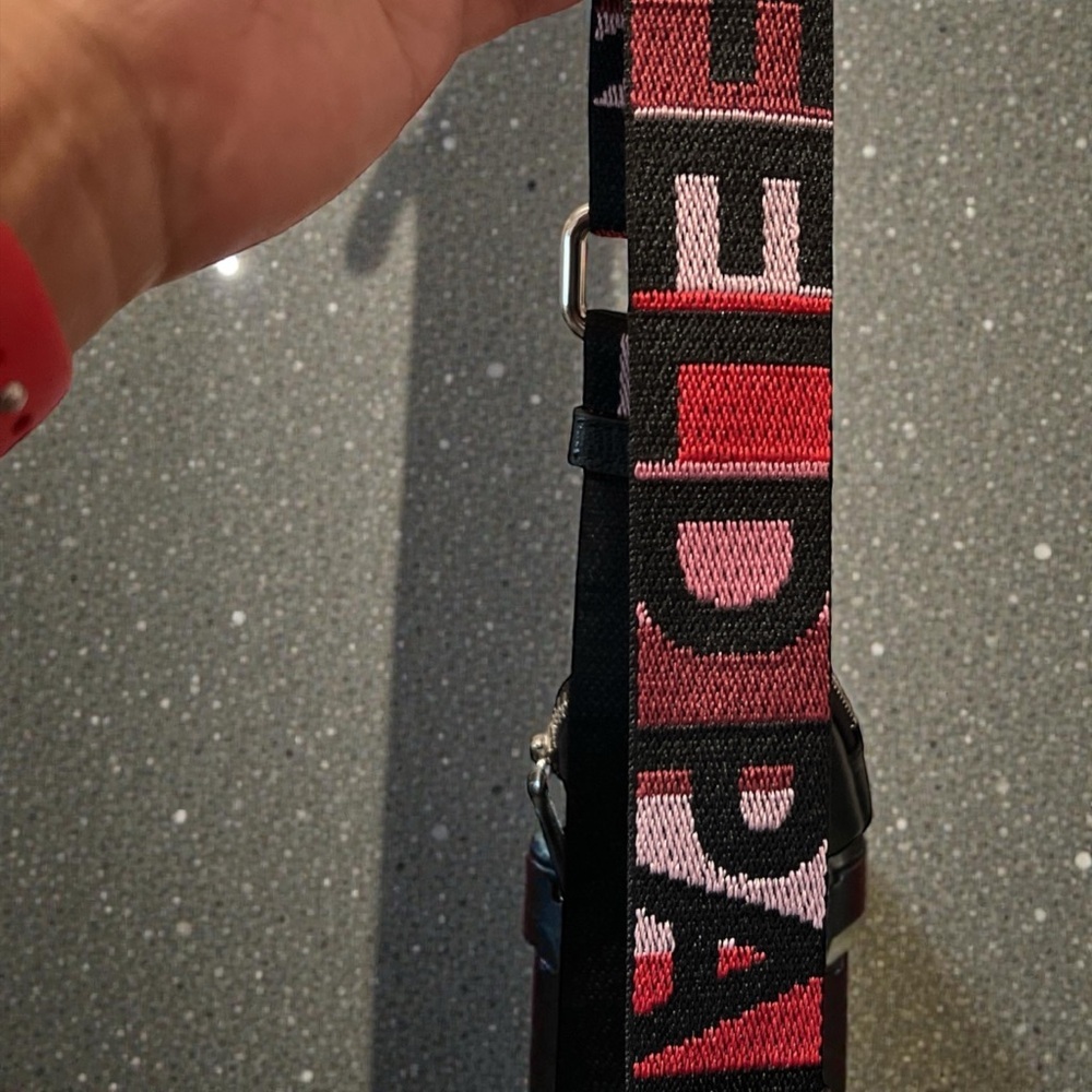 Karl Lagerfeld Black Tote with Red and Pink Guitar Strap - Picture 4 of 4